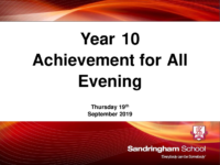 Year 10 Achievement For All Evening 19/09/19