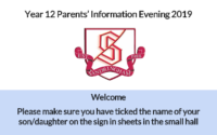 Year 12 Parent Information Evening 2019