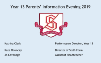 Year 13 Parent Information Evening 2019