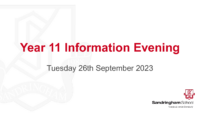 Year 11 Parent_Carers Information Evening – September 2023